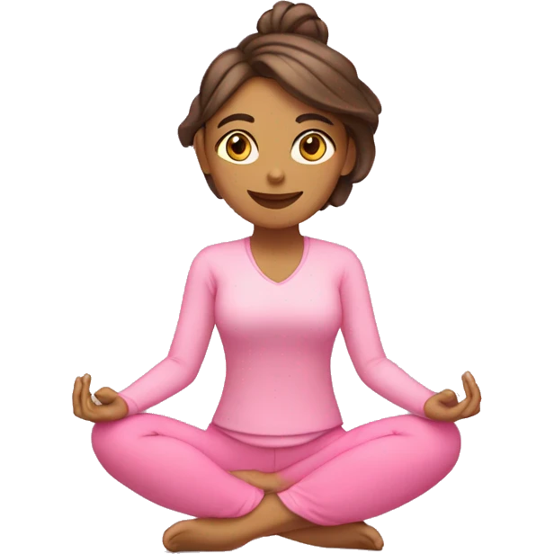 chica haciendo yoga con traje rosa claro emoji