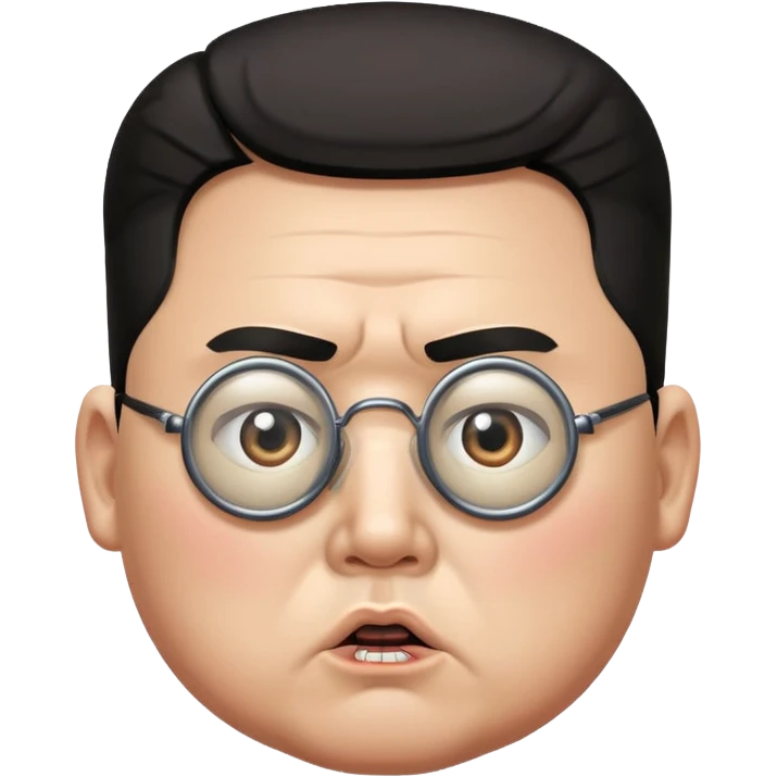 Kim Jong Un from North Korea looking through a monocle with angry expression emoji