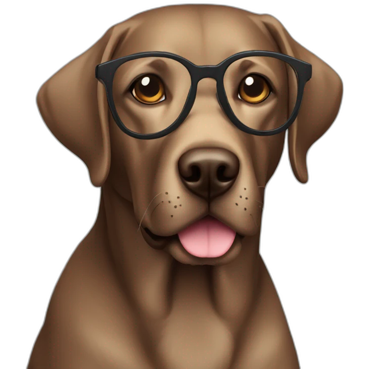 dark brown labrador with glasses emoji
