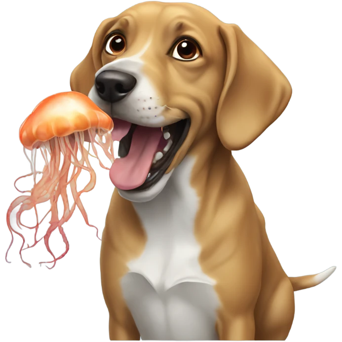 Dog eating a jellyfish emoji