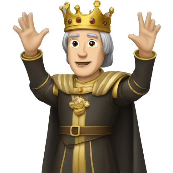 King Baldwin IV with his hand up emoji