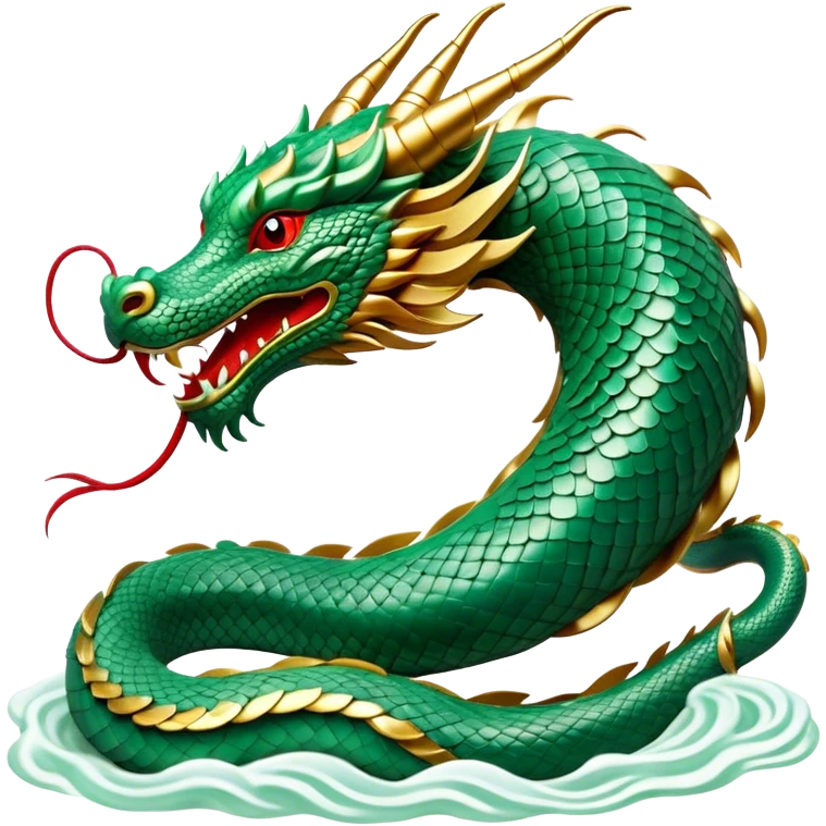 Cinematic Noble Chinese Serpent Dragon Portrait Emoji, Poised and majestic, with a sinuous, serpentine body adorned in intricately detailed scales of shimmering jade and soft vermilion, accented by delicate cloud motifs and subtle water ripple patterns; rendered with lifelike texture and gentle natural highlights, high shine, wise and enigmatic, styled with an aura of ancient dynastic grace, focused and regal, soft glowing outline, capturing the essence of a revered celestial dragon that appears ready to glide gracefully through the mists of time! emoji