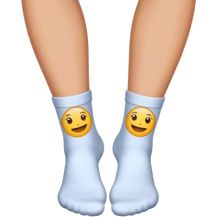 woman's feet in white crew socks, soles visible from directly underneath, emoji style emoji