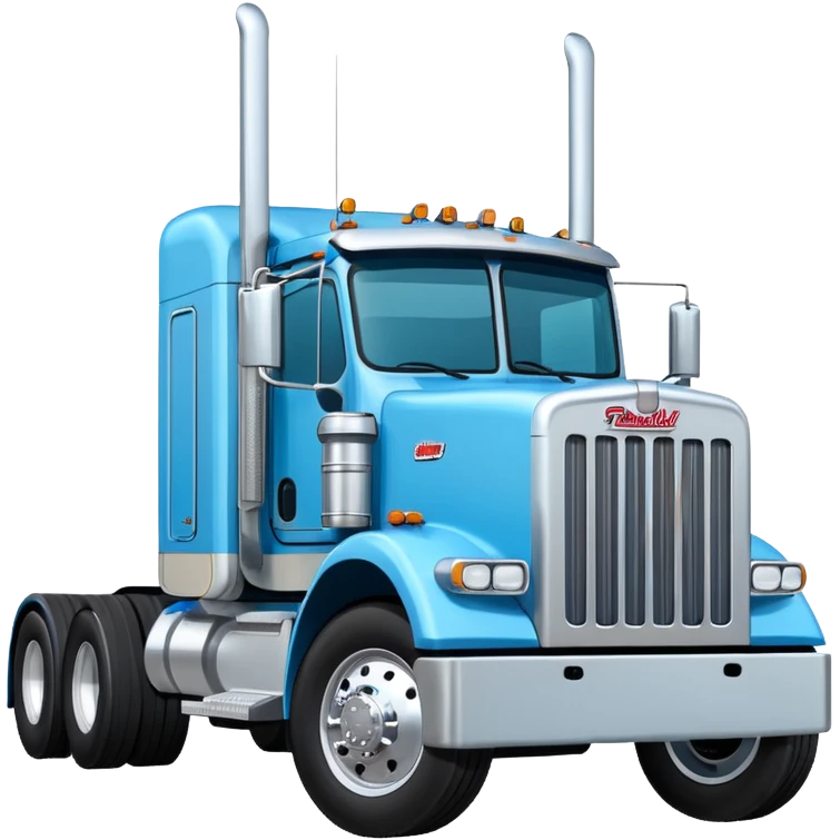 Light blue Peterbilt truck with straight stacks emoji