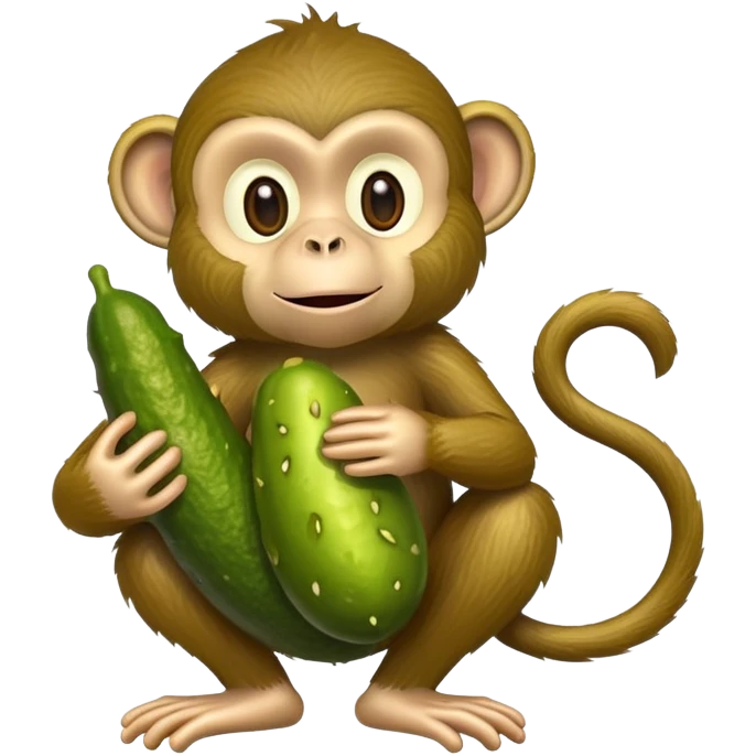 Monkey with a pickle  emoji