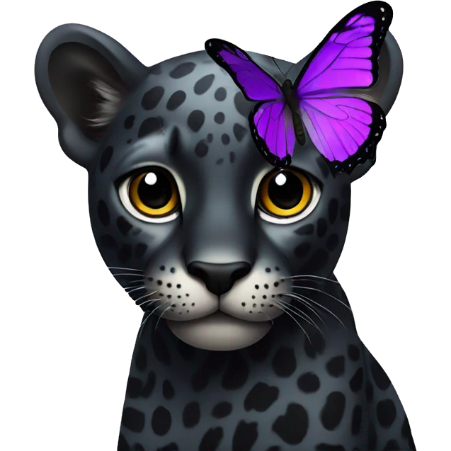 Black Jaguar with purple butterfly  emoji