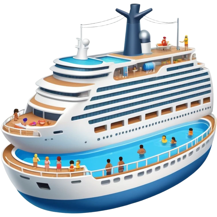 A big ship with a big pool and kitchen with 1000s of people on it emoji