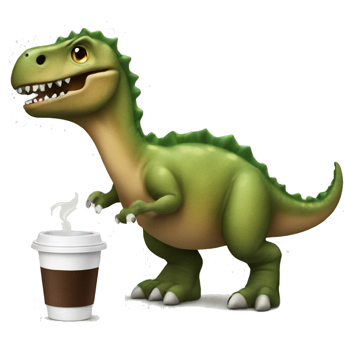 Dino with coffee emoji
