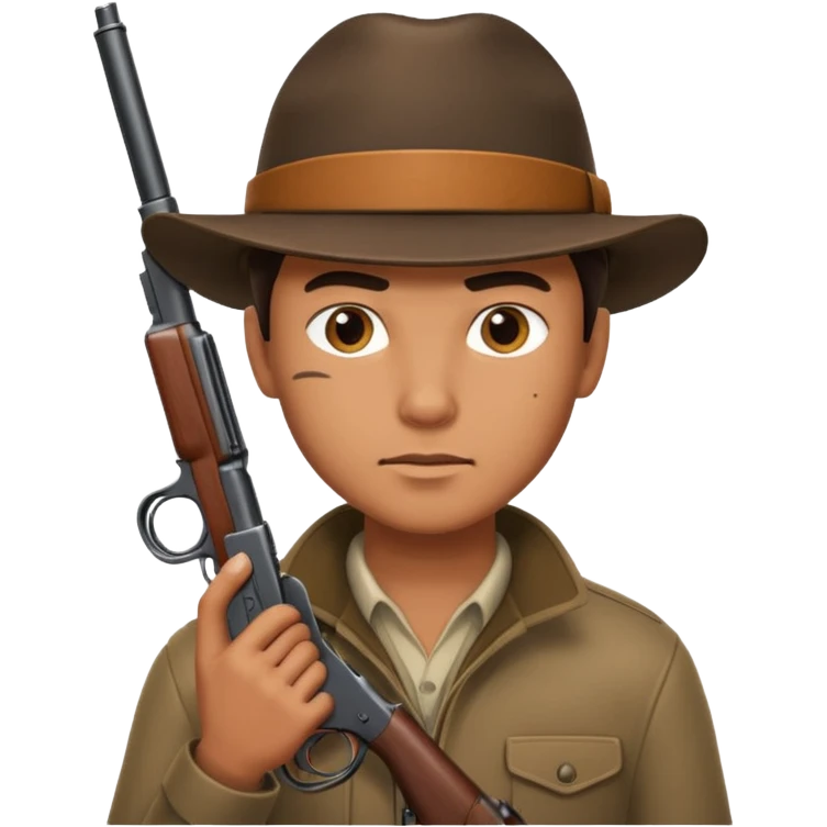 man hunter holding a gun, simple, clear expression emoji