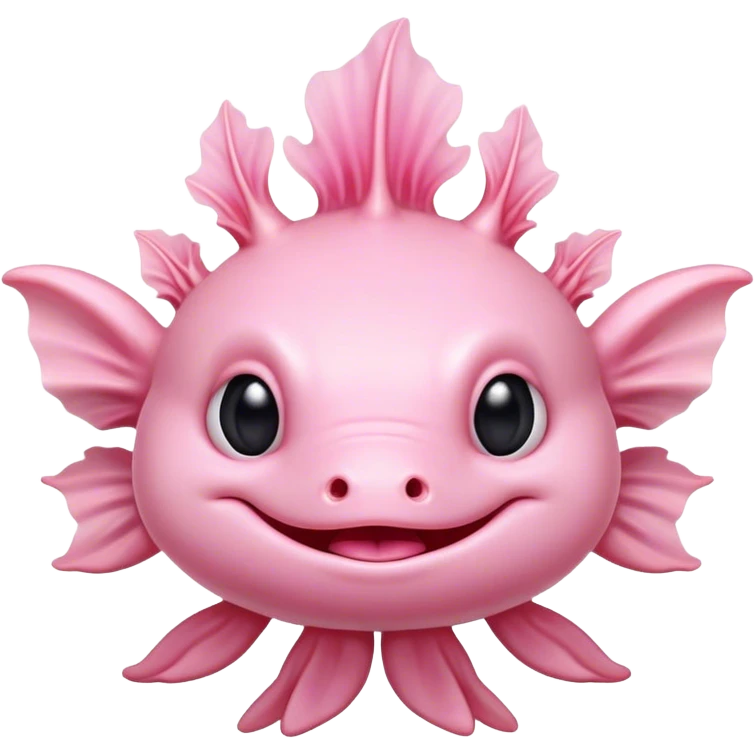 Cinematic Comical Axolotl Portrait Emoji, Head tilted dramatically with an exaggeratedly amused expression, featuring smooth, pale pink skin with ruffled, feathery gills and wide, expressive dark eyes filled with playful disbelief, Simplified yet hilariously expressive features, highly detailed, glowing with a slightly sassy glow, high shine, dramatic yet playful, stylized with an air of cheeky mischief, bright and endearing, soft glowing outline, capturing the essence of a spirited and over-the-top aquatic friend, so meme-worthy it feels like it could side-eye its way into internet fame instantly! emoji