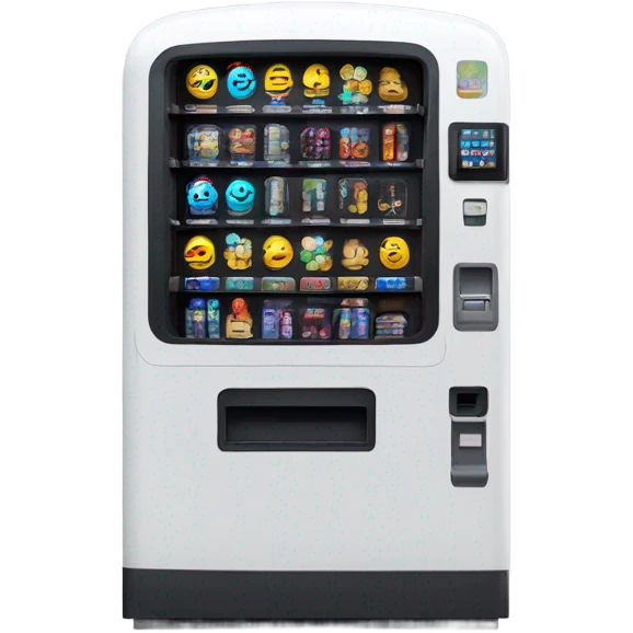 scifi vending machine, sci-fi concept machine, cute, isometric, pixel smiley face emoji