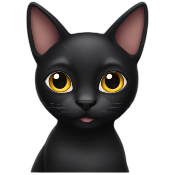Black cat with half right ear missing emoji