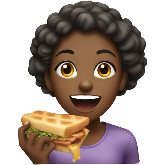 black girl eating emoji