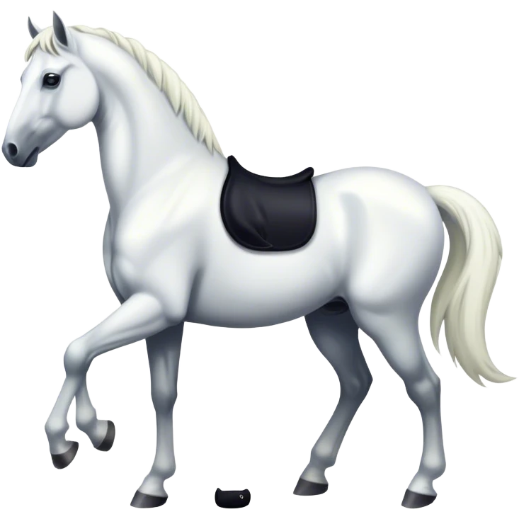 white horse black tail back angle emoji