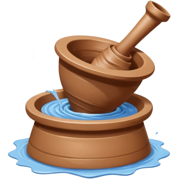 Realistic image of a potter's wheel in action, shaping wet clay into graceful shapes, water splashing gently emoji