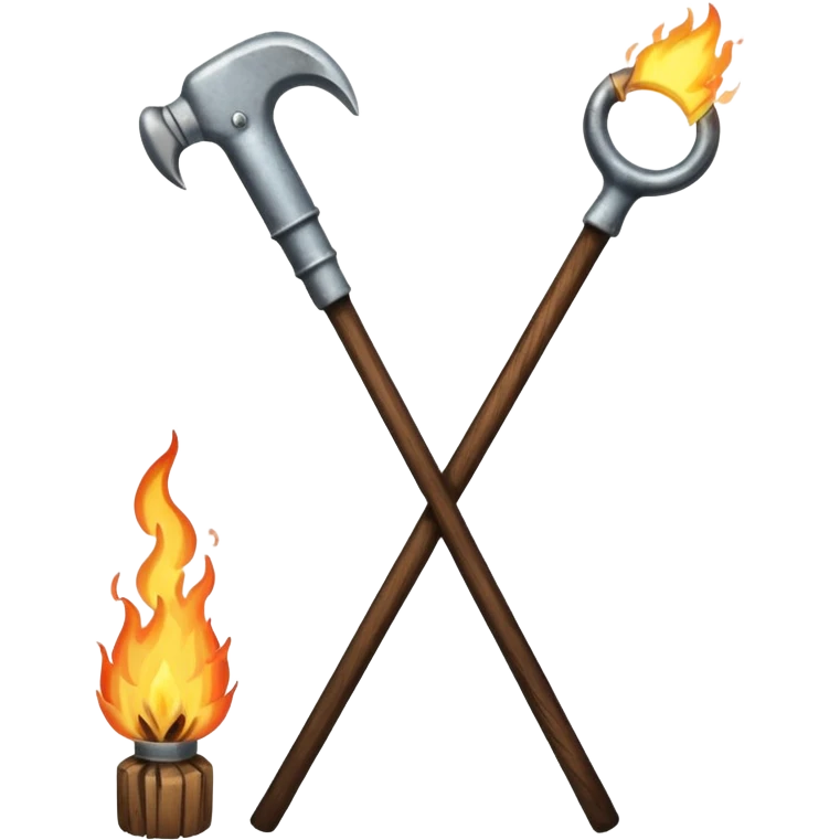 a three pronged farmer's pitchfork and a torch in an x formation emoji