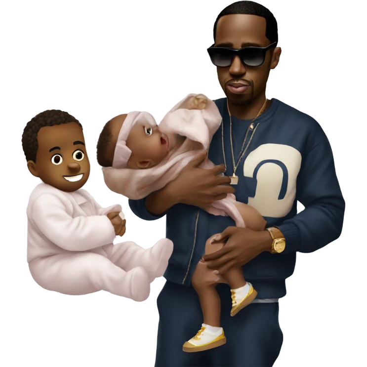 P diddy with oil and a baby in his hand emoji