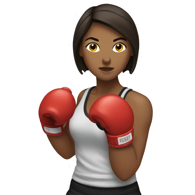Brunette woman boxer throwing a punch emoji