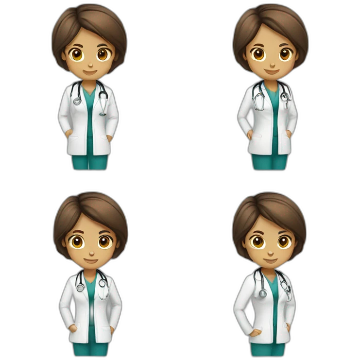 brown straight short hair  female doctor emoji