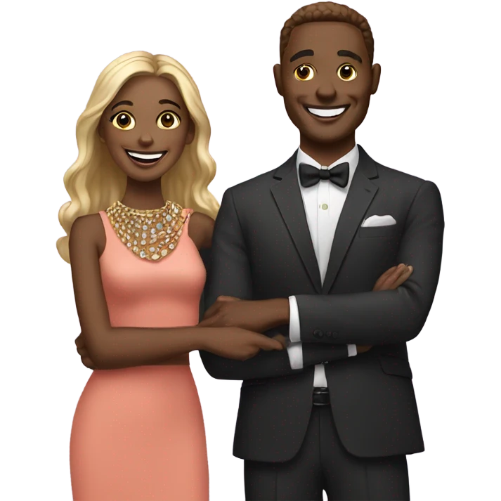 happy couple with jewelry emoji