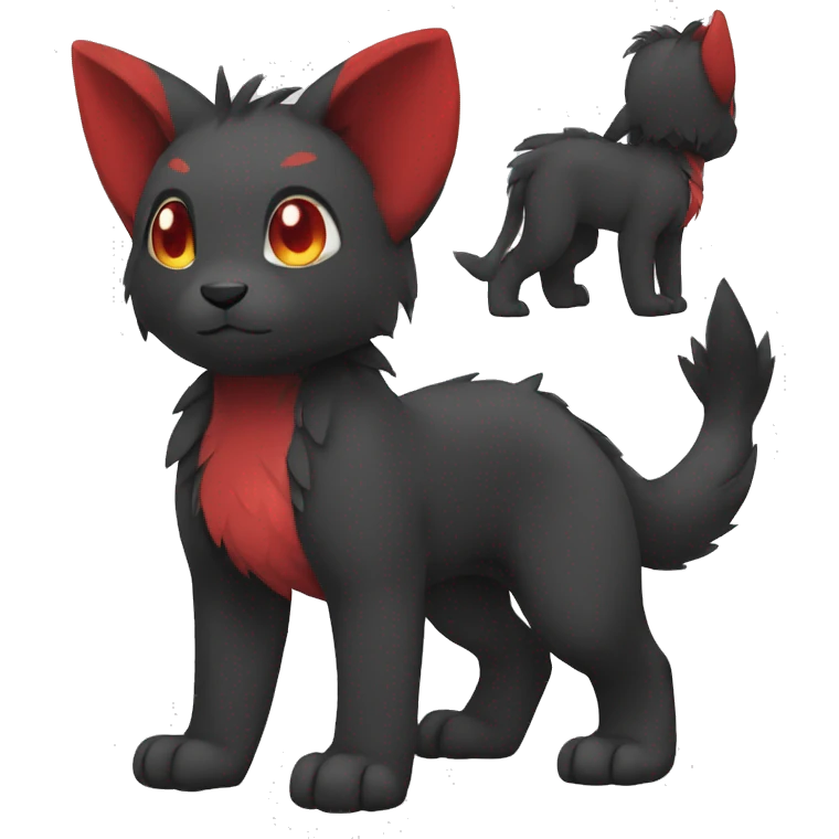 Cute cool black red animal hybrid Fakemon full body emoji