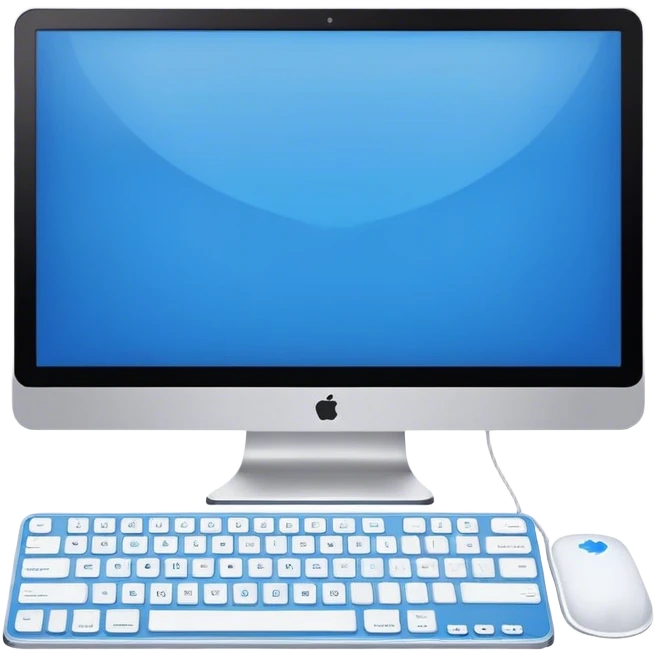 The computer has a blue screen and a lot of writing in white color. emoji