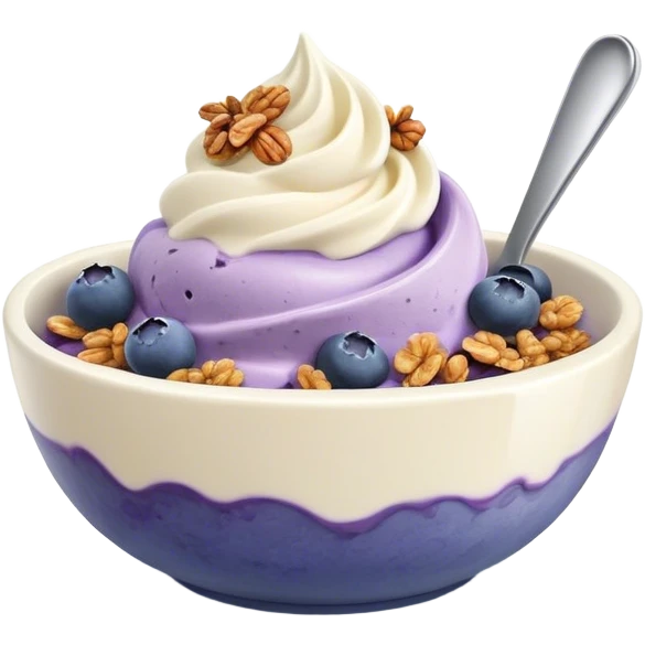 Blueberry ice cream in a bowl with granola emoji