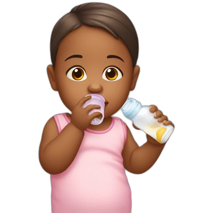 baby girl drinking from the feeding bottle emoji