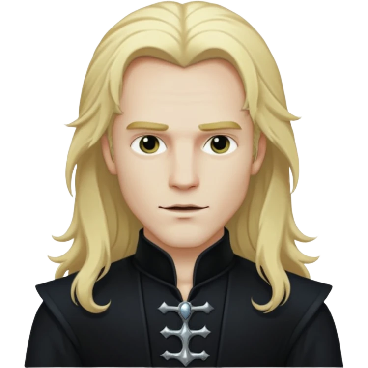 Lestat de Lioncourt with white skin, long blonde hair, black outfit emoji