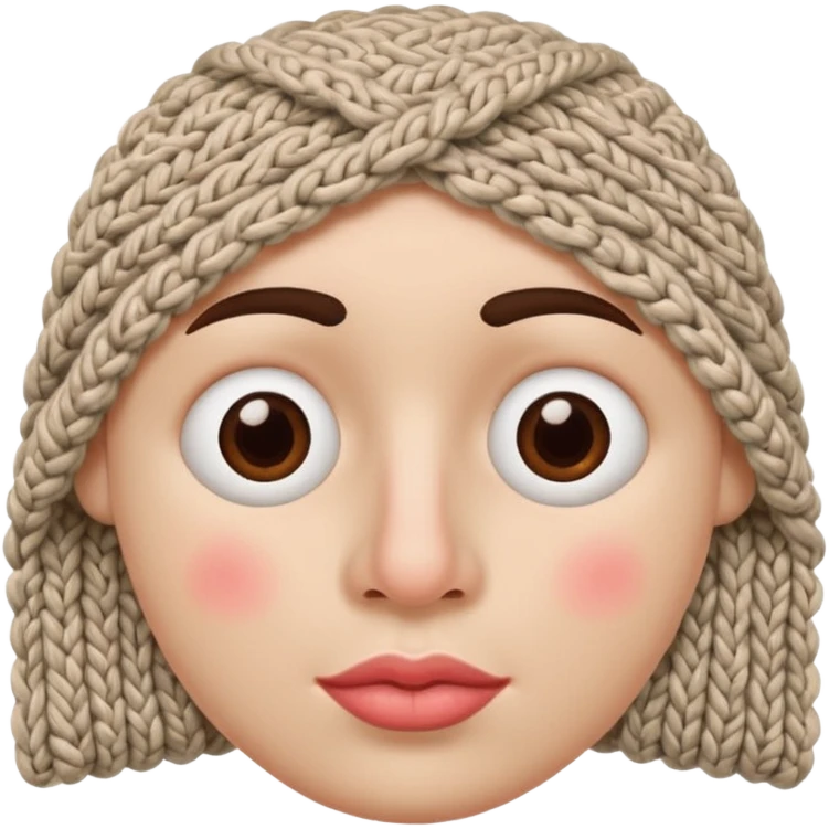 full face with nose, eyes, lips etc. look like knitted emoji