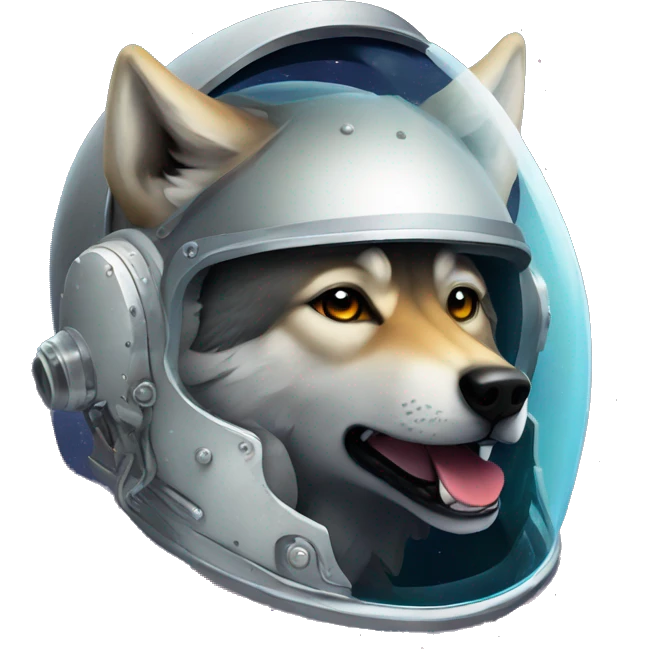 Wolf head in space helmet with wolf ears emoji