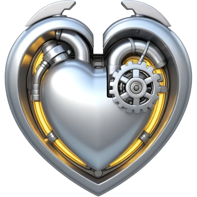sorayama heart glossy metal parts glow lights inside sfw emoji