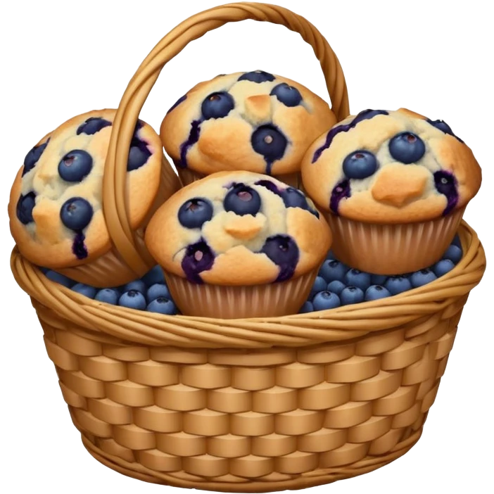 Basket of blueberry muffins emoji