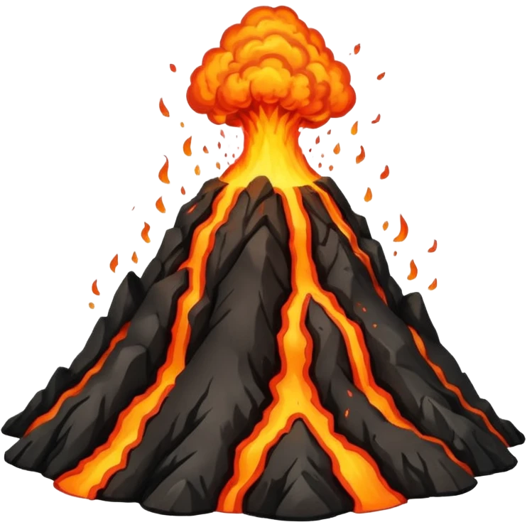 an erupting volcano with lava emoji