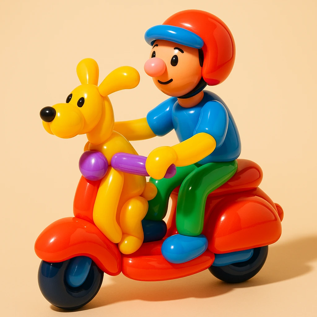 man and his pet dog riding a vespa emoji