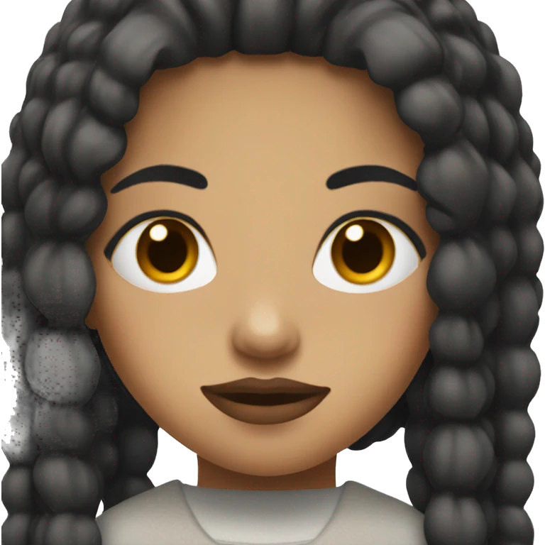 Girl with black hair and brown lips emoji