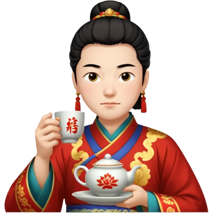 Lu bu squinting while drinking tea  emoji