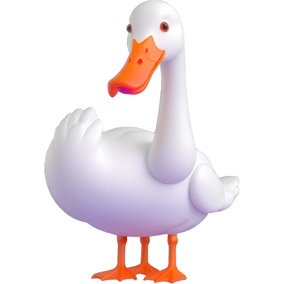 white goose with orange beak and blue eyes emoji