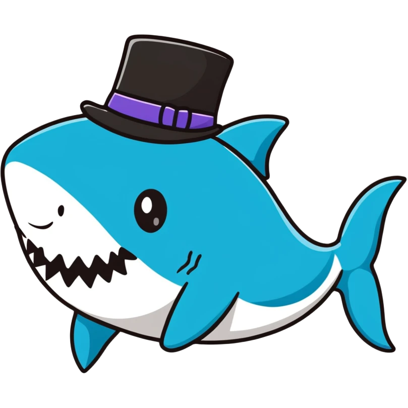 Shark with a top hat emoji