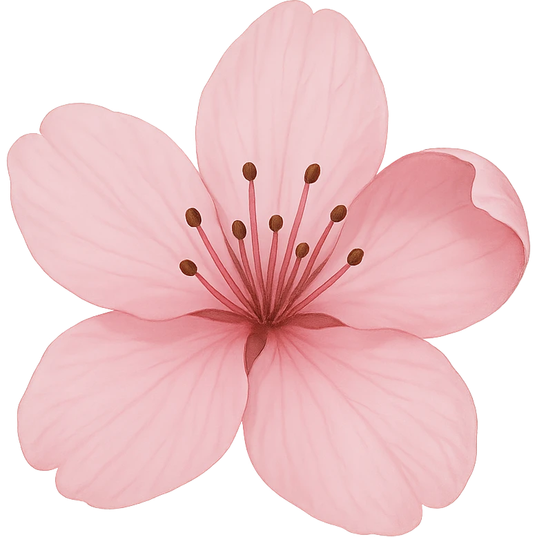 pink cherry blossom with a curled petal, no background emoji