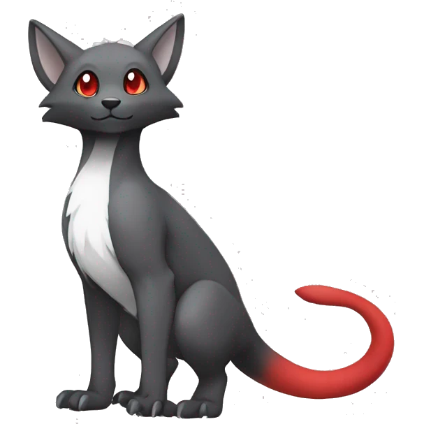 Cute cool black red white grey animal hybrid Fakemon full body emoji