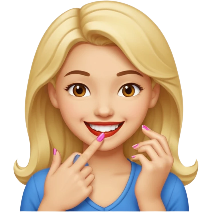 flirty biting nail while smirking girl emoji
