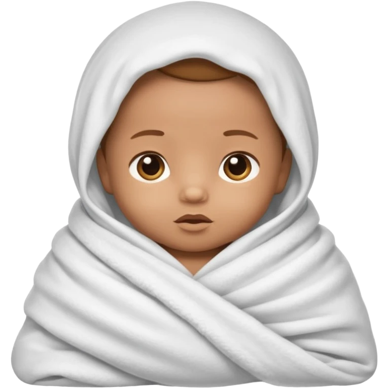 light brown skinned baby swaddled in a white blanket emoji