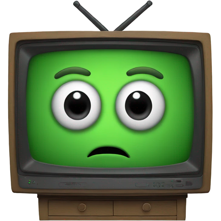 a TV with a green screen with eyes and a face, with legs, only legs, no arms emoji