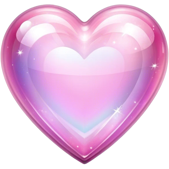 Sparkly glossy pink iridescent glass crystal clear sparkly  glass heart emoji
