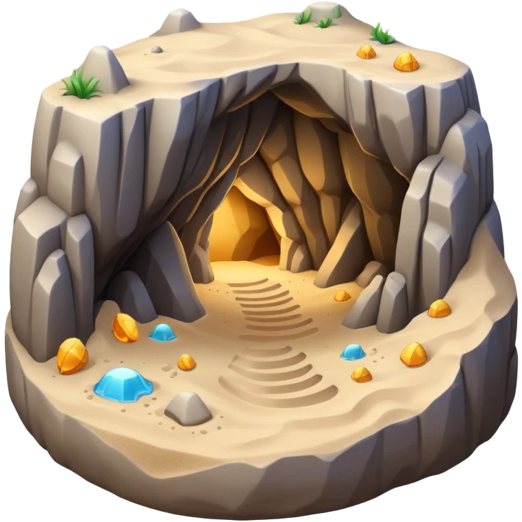 generate realistic detailed cave in 3d style with sand  emoji