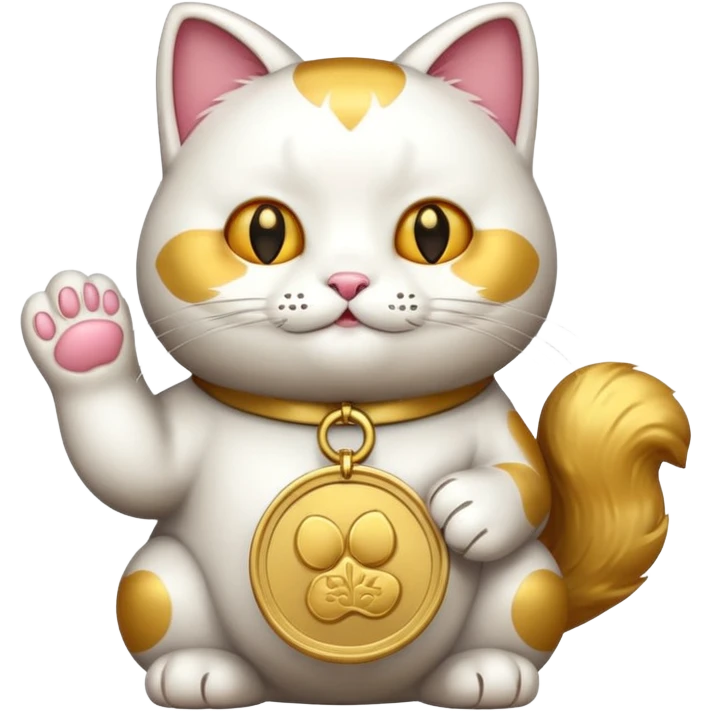 Lucky cat with coin in hand emoji