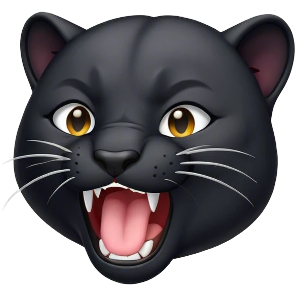 Cinematic Cute Yawning Panther Portrait Emoji, Head tilted slightly with a dramatic, wide-open yawn, showcasing a sleek, shadowy form with drowsy, half-closed eyes and a relaxed, open expression, Simplified yet irresistibly adorable features, highly detailed, glowing with a soft, cozy dark glow, high shine, relaxed yet expressive, stylized with a dash of whimsical elegance, soft glowing outline, capturing the essence of a drowsy yet affectionate jungle guardian that appears ready to stretch out for a nap! emoji
