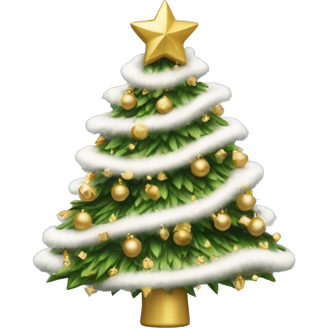 Christmas tree with white and gold decorations emoji