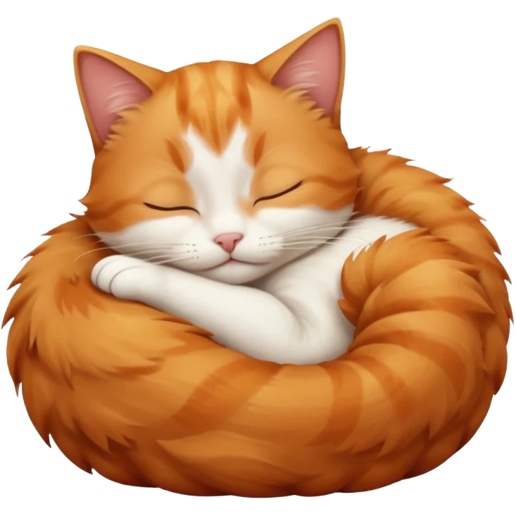 ginger and white small cat sleeping in funny position emoji